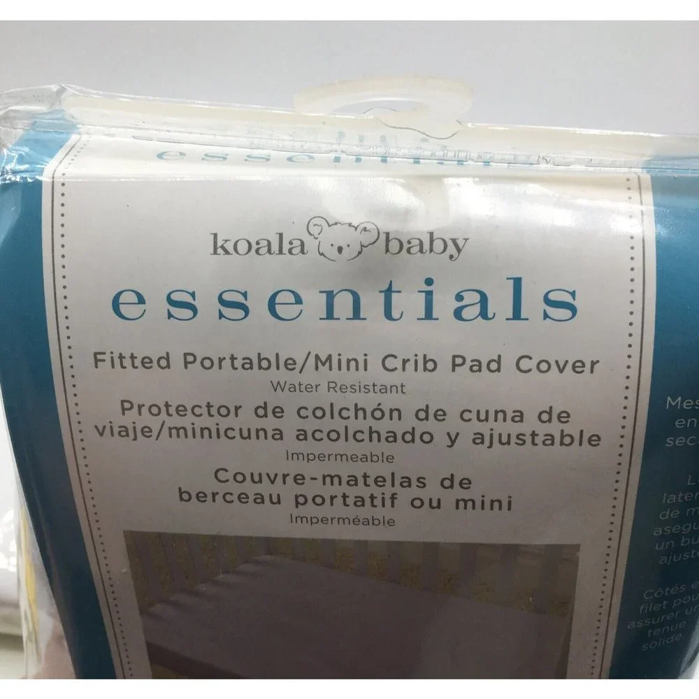 Koala Baby Essentals Fitted Portable/Mini Crib Pad Cover 2 Pkgs NEW